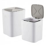 Relaxdays Sensorafvalemmer, set van 2, 14 en 16 l, automatisch deksel, zakhouder, keuken/badkamer, crème