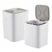 Relaxdays Sensorafvalemmer, set van 2, 14 en 16 l, automatisch deksel, zakhouder, keuken/badkamer, crème
