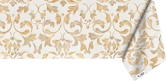 Raved Tafelzeil Barok - 140x270 cm - Goud - PVC - Afwasbaar