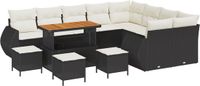 vidaXL Tuinbank Set Zwart Polyrattan