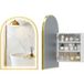 LUMARA Armoire Murale Salle De Bain Avec Miroir Et Éclairage Led, Porte Arquée, Anti-buée, 50x14,5x70cm, Doré