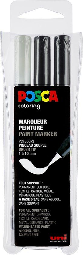 Posca stiften set PCF350 wit/zwart