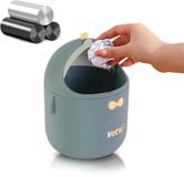 BeiJingLiangPinJiaZuoKeJiWenHuaFaZhanYouXianGongSi Mini poubelle - Avec couvercle - 3 rouleaux de sacs poubelles inclus - Pour bureau et lavabo - Canard vert dessin animé - 16,4x16,4x25 cm