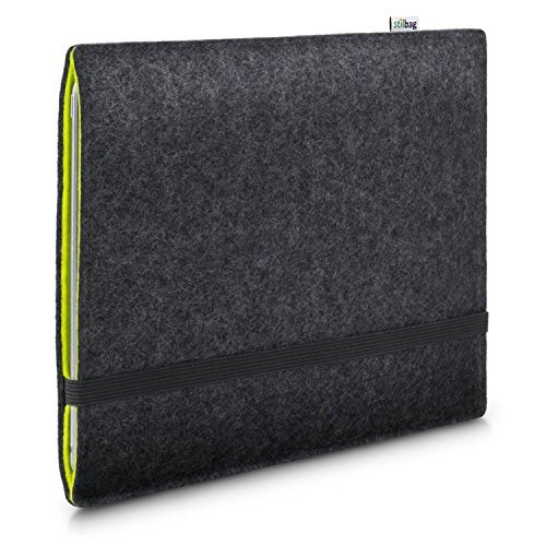 stilbag vilthoes voor Apple iPad Pro 12.9 (2018) | Merino wolvilt case | FINN collectie - Kleur: antraciet/appelgroen | Tablet beschermhoes Made in Germany