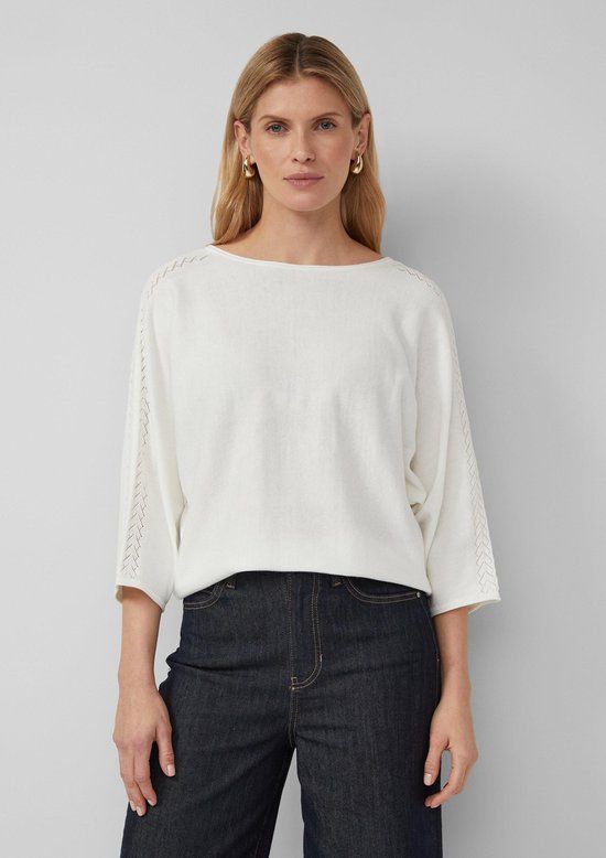 s.Oliver BLACK LABEL Dames pull - Maat M - Vrouwen - wit - katoen
