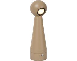 Lucide IPSOS - Oplaadbare Tafellamp - Accu/Batterij - LED Dimbaar - 1x3W 2700K - Taupe
