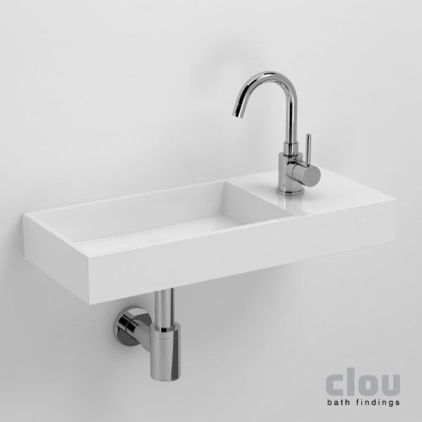 Clou Mini Wash Me Plus fontein met voorbewerkt kraangat rechts mineral marmer B56xH7.5xD24cm CL/03.08235