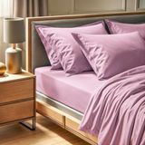 Merkloos / Sans marque Asir Premium Ranforce Double Hoeslaken (140 x 190 + 30 cm) - 100% katoen, 155 Thread Count, Dusty Rose