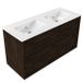 Saniclass Set meuble de salle de bain avec cadre en bois - 120x45x62cm - Lavabo en céramique Vygo blanc - 2 vasques - sans trous de robinetterie - 2 tiroirs - chêne mat charcoal (bois) SW1578607/SW773928