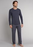 Schiesser GMBH Heren pyjama extra lang - Grijs - NOS - Lange mannen nachtkleding - 100% katoen donkergrijs - Maat S