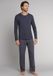 Schiesser GMBH Heren pyjama extra lang - Grijs - NOS - Lange mannen nachtkleding - 100% katoen donkergrijs - Maat S