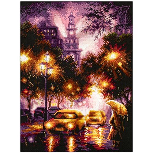 Magic needle Zweigart Edition kruissteek set regenachtige nacht, tellpatroon, 20x27cm