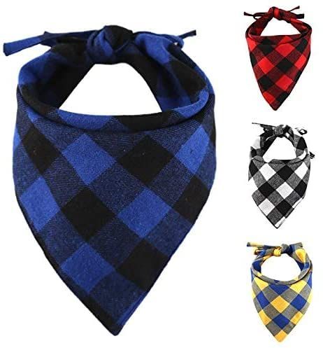 CHUKCHI Plaid Hondenbandana - 4 Pack - Verstelbaar - Geruit - Katoen - Honden & Puppy's