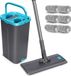 Marque non spécifiée Drap plat extra long en microfibre 149 cm - Compartiment d'essorage - Mains propres - Mop rotative - Seau avec système d'auto-lavage - 6 éponges réutilisables - Poignées en acier inoxydable Mop
