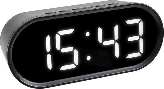 TFA Dostmann 60.2025.01 Wekker - Quartz - Zwart - Digitaal - Stil uurwerk - Snooze - Temperatuur - USB