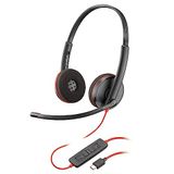 Poly Blackwire 3220 Bedrade Headset - Ruisonderdrukkende microfoon - Stereo Ontwerp - Aansluiten op PC/Mac via USB-C of USB-A - Werkt met Teams, Zoom