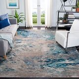 Safavieh Boho tapijt voor woonkamer, eetkamer, slaapkamer - Madison Collection, laagpolig tapijt, blauw en grijs, 160 x 160 cm