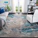 Safavieh Boho tapijt voor woonkamer, eetkamer, slaapkamer - Madison Collection, laagpolig tapijt, blauw en grijs, 160 x 160 cm