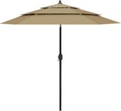vidaXL Parasol 3-laags met aluminium paal 2,5 m taupe
