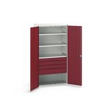 Bott Verso Systeemkast | 1050x550x2000mm | 3 Legborden | 4 Lades | 1 Perfo Achterwand | RAL 3004