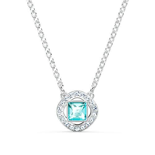 Swarovski 5547009 Engelachtige vierkante ketting, Aqua/Rhodium Glanzend
