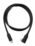 System-S USB 3.2 Gen 1 kabel 100 cm type C stekker naar stekker hoek adapter in zwart
