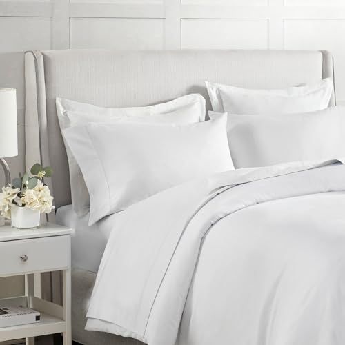 Madison Park Egyptisch katoenen laken, zacht en ademend 500TC katoenen lakens, elastische diepe zaklakenset past tot 45,7 cm matras, alle seizoenen, lichtgewicht, 100% katoenen lakens, kingsize wit