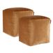 Arte Regal Poef - 2x - fluweel - bruin - 30 x 30 cm - vierkant - woondecoratie