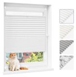 Plissé gordijn - 45 x 130 cm - Wit - Lichtdoorlatend - Bevestiging met klemmen, geen boren nodig - Privacy bescherming - Zonwering