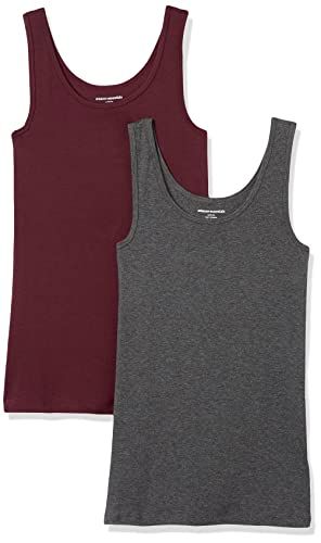 Amazon Essentials Women's Slim-Fit Tank Top, 2-Pack, Bordeaux/Charcoal, XL