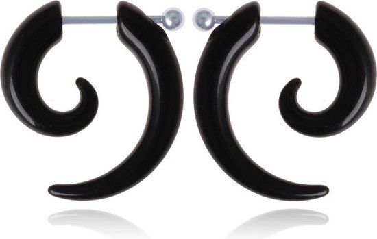 LGT JWLS Lookinggoodtoday Stud oorbellen Tribal Bone Zwart-22mm