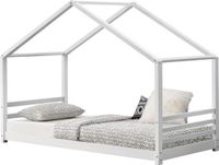 en.casa Kinderbed met bedbodem grenen huisbed 90x200 cm wit