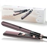 BarberBoss Professionele stijltang, keramische stijltang met beweegbare platen, ionen- en keratine-technologie voor alle haartypes, glad haar (QR-8411, paars)