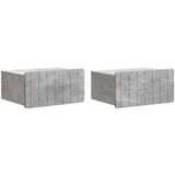 Vidaxl Cabinet De Chevet Mural 2 Pc Gris Béton 49 X 34,5 X 24 Cm