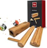 MikaMax Maki Master - 100% Bamboe Sushi Maker met Vorm, Rolstok en Bamboe Pers