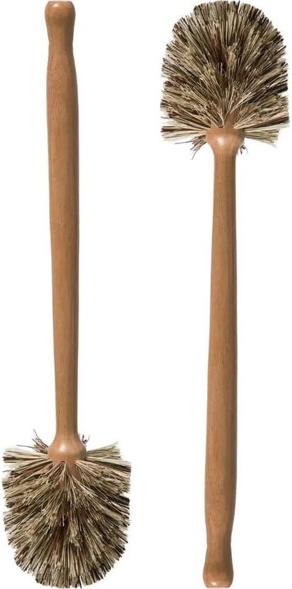 5five - WC-/toiletborstels hout steel 36,5 cm - Set van 2x stuks