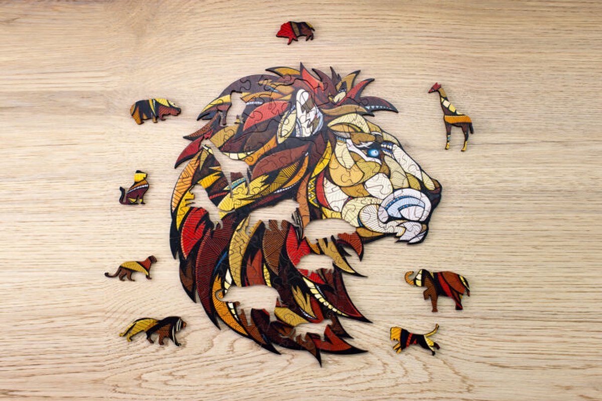 Eco-Wood-Art Eco Wood Art Houten Legpuzzel Lion Size S, 1874, 21,2x19,2cm