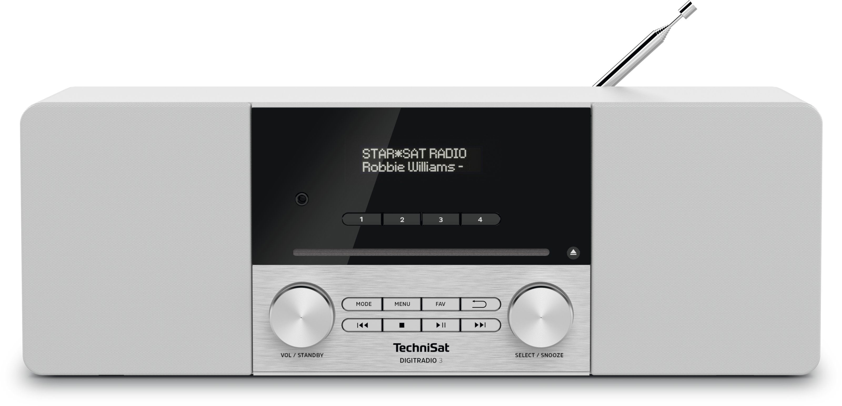 TechniSat DIGITRADIO 3 - Personal Radio - DAB+, FM - Stainless steel, White