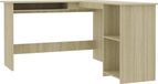 Bureau d'angle en forme de L 120x140x75cm bois composite couleur chêne sonoma