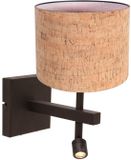 Steinhauer Wandlamp Stang 4868CA - Beige liège abat-jour et cacao métal - Orientable et inclinable lampe de lecture