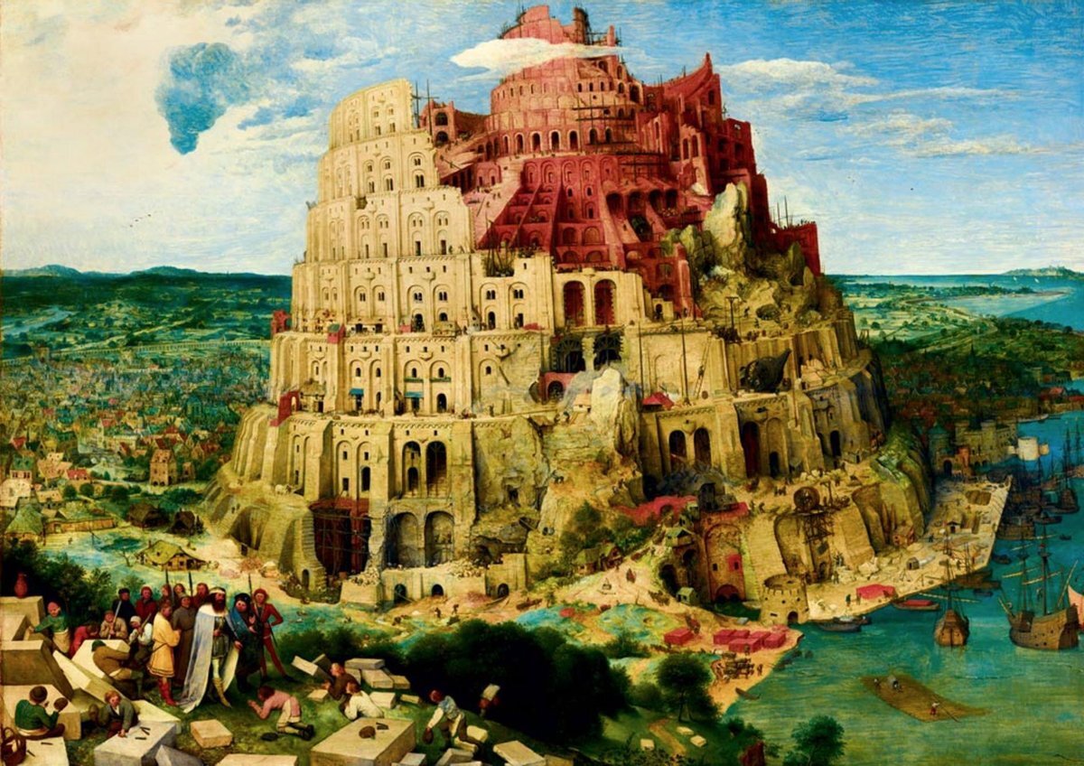 Art by BlueBird Pieter Breughel Sr - De toren van Babel, 1563 (1000 stukjes, kunst puzzel)