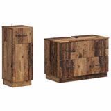 vidaXL - 2-delige - Badkamerkast - Set - HOORN - Oud - hout - Bewerkt - hout