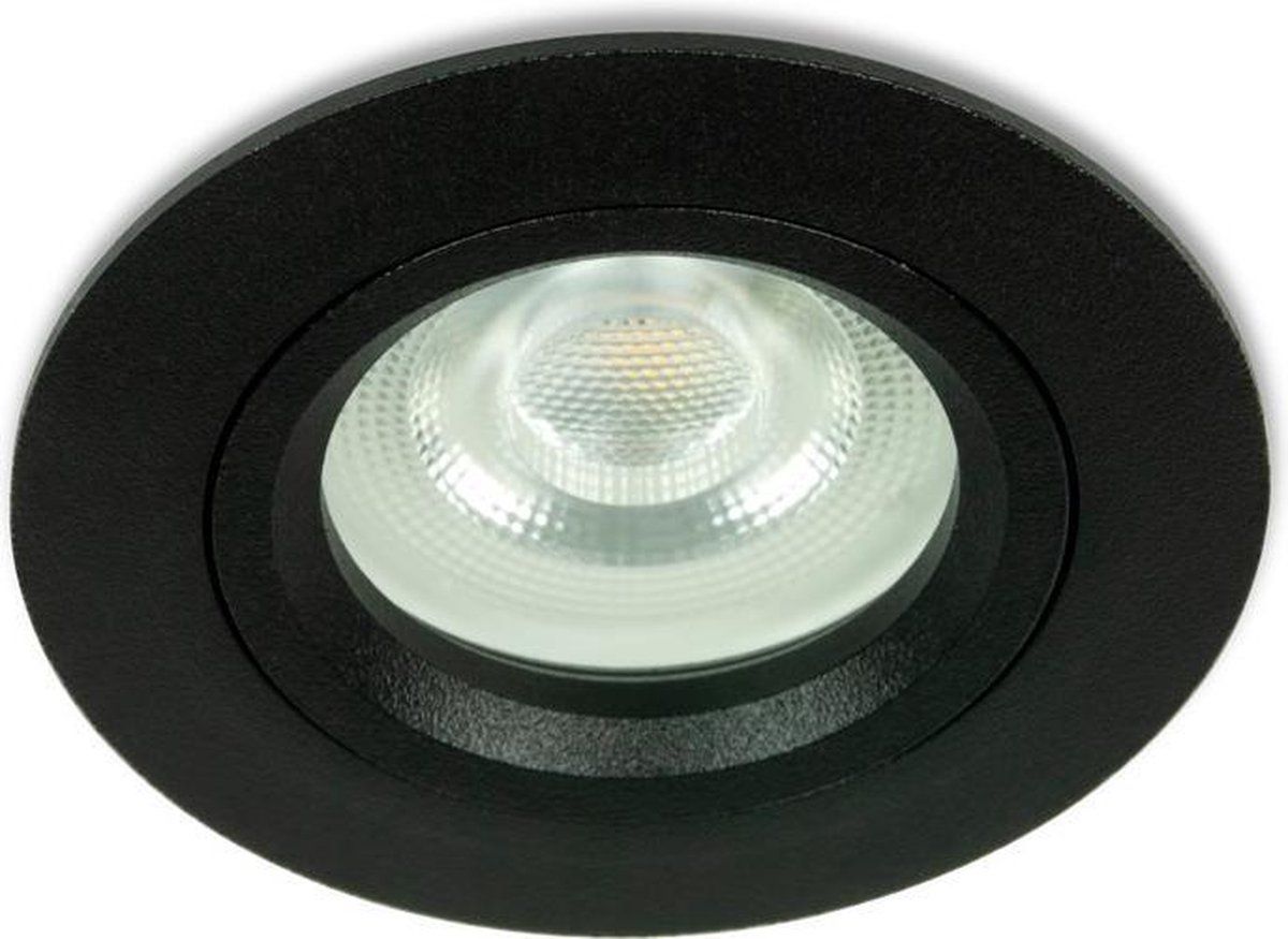 Integral LED Mini inbouwspot Willy - Rond Zwart - Extra Warm Wit - Niet Dimbaar - 3.4W
