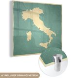 MuchoWow® Glass Painting 50x50 cm - Acrylic Glass Painting - Map - Italy - Retro - Photo on Glass - Paintings