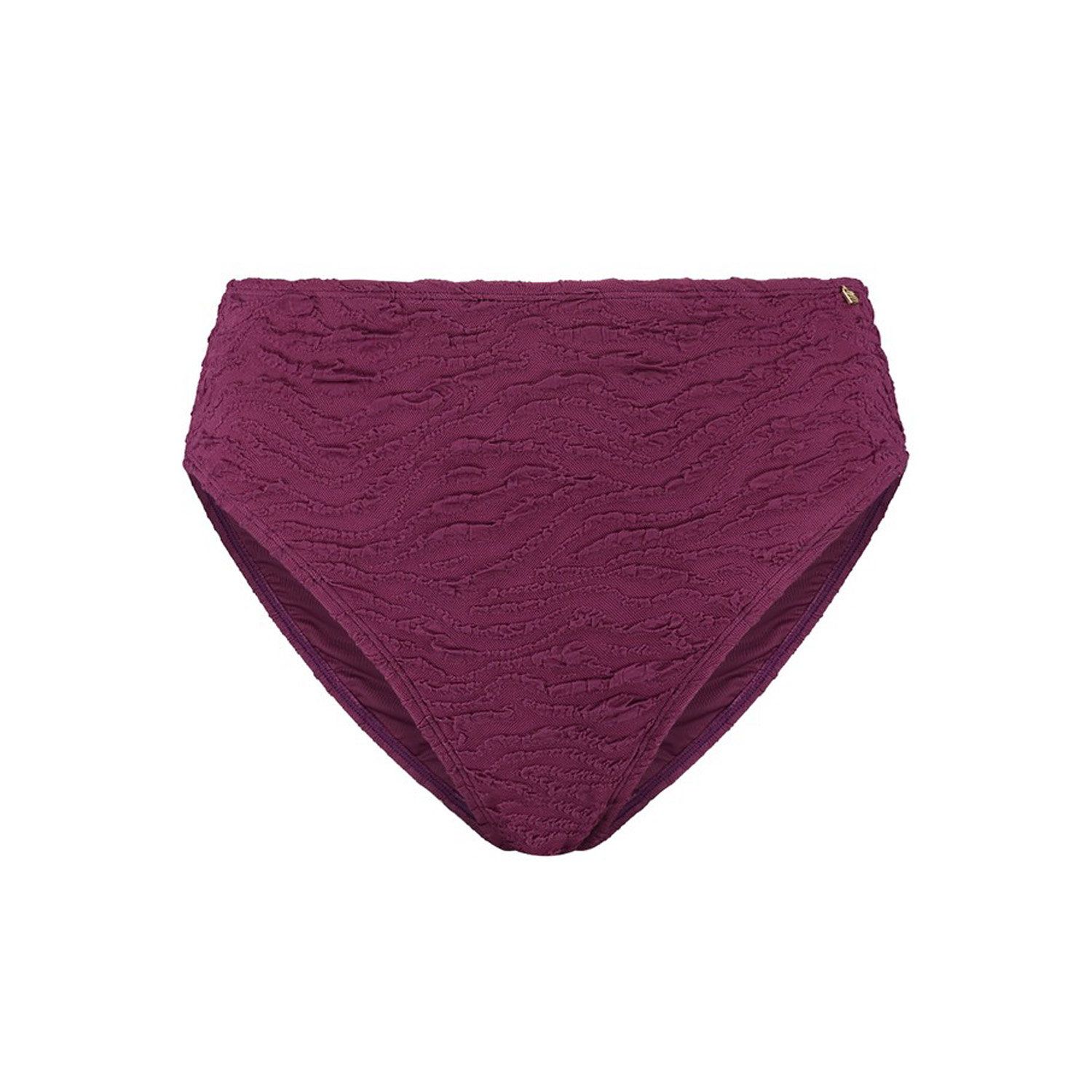 Beachlife high waist bikinibroekje met textuur donkerpaars