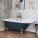 Hudson Reed Baignoire îlot demi-ronde Classique 168,5cm x 75cm - Regal Blue (Bleu), avec pieds de baignoire Or Brossé | Oxford
