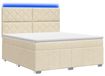vidaXL Lit boxspring LED avec matelas Crème 140 x 200 cm Tissu
