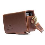 MegaGear MG1510 Canon PowerShot SX740 HS, SX730 HS leren beschermhoes met schouderriem, donkerbruin