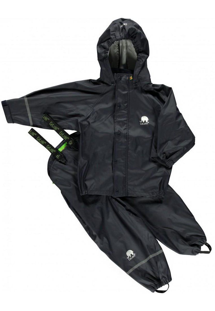 CELAVI Stoer zwart regenpak - maat 158/164 - leeftijd ca. 13 jaar