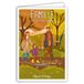 Afie 69-4352 Familiekaart met envelop, mini-poster, formaat 17 x 11,5 cm, retrostijl, vintage, grafisch, plezier samen met gemeenschappelijke momenten, ouders, kind, herfst